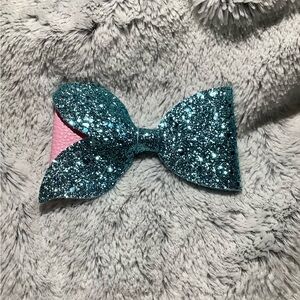 Glittery teal and pink mermaid tail hair bow